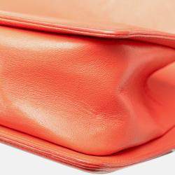 Pre Owned Chanel Coco Mark Boy 25 Shoulder Bag In Orange Multicolored Tweed And Lambskin