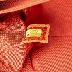 Pre Owned Chanel Coco Mark Boy 25 Shoulder Bag In Orange Multicolored Tweed And Lambskin