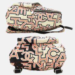 مملوكة مسبقًا حقيبة ظهر شانيل في نيلون وجلد عاجي أسود زهري نيون ماتلاش