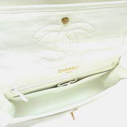 Pre Owned Chanel Paris Limited Edition Double Flap Shoulder Bag In White Lambskin