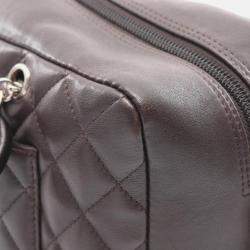 Pre Owned Chanel Cambon Bowling Bag Shoulder Leather Patent Leather  Brown