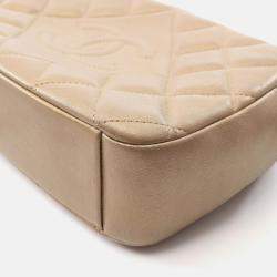 Pre Owned Chanel Matelasse Camera Bag Shoulder In Lambskin Leather  Gold