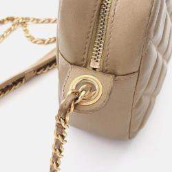 Pre Owned Chanel Matelasse Camera Bag Shoulder In Lambskin Leather  Gold