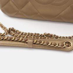 Pre Owned Chanel Matelasse Camera Bag Shoulder In Lambskin Leather  Gold