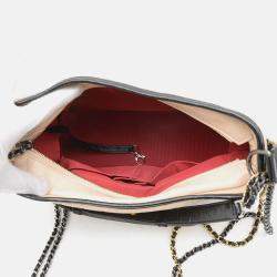 Pre Owned Chanel Gabriel De Hobo Shoulder Bag Leather Beige Black