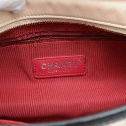 Pre Owned Chanel Gabriel De Hobo Shoulder Bag Leather Beige Black