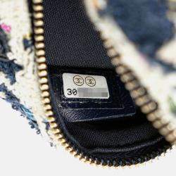 Pre Owned Chanel 19 Coco Mark Chain Shoulder Bag Handbag Ap0945 White Navy Multicolor Tweed Leather