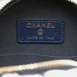 Pre Owned Chanel 19 Coco Mark Chain Shoulder Bag Handbag Ap0945 White Navy Multicolor Tweed Leather