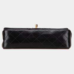 Pre Owned Chanel Black Small Classic Lambskin Double Flap