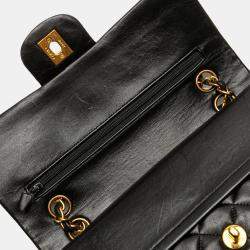 Pre Owned Chanel Black Small Classic Lambskin Double Flap