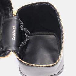 Pre Owned Chanel Vanity Black Leather Top Handle Bag