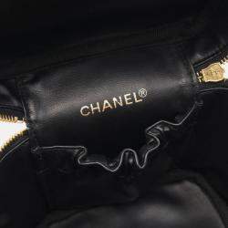 Pre Owned Chanel Vanity Black Leather Top Handle Bag
