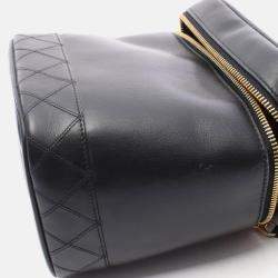 Pre Owned Chanel Vanity Black Leather Top Handle Bag