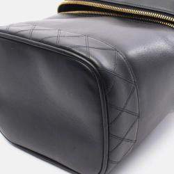 Pre Owned Chanel Vanity Black Leather Top Handle Bag