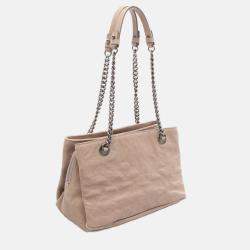 Pre Owned Chanel CC Coco Matelasse Beige Calfskin Chain Shoulder Tote Bag