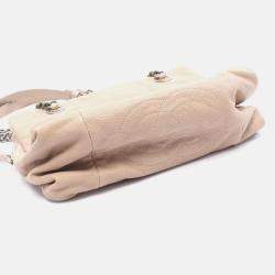 Pre Owned Chanel CC Coco Matelasse Beige Calfskin Chain Shoulder Tote Bag