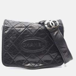 Pre Owned Chanel Wild Stitch  Black Calfskin Crossbody Shoulder Bag