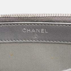 Pre Owned Chanel Coco Chevron V Stitch Silver Patent Leather  Chain Shoulder Bag