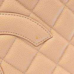 Pre Owned Chanel CC coco Medallion Beige Calfskin Tote GHW
