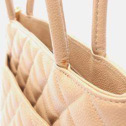 Pre Owned Chanel CC coco Medallion Beige Calfskin Tote GHW