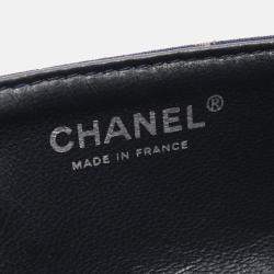 Pre Owned Chanel Navy Blue Cotton Jersey Chain Shoulder Bag