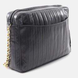 Pre Owned Chanel Mademoiselle CC Coco Mark Black Lambskin Leather Shoulder Bag