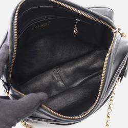Pre Owned Chanel Mademoiselle CC Coco Mark Black Lambskin Leather Shoulder Bag
