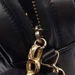 Pre Owned Chanel Mademoiselle CC Coco Mark Black Lambskin Leather Shoulder Bag