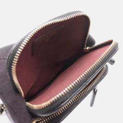 Pre Owned Chanel Matelasse Black Calfskin Phone Holder Shoulder Bag GHW