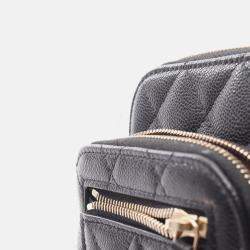 Pre Owned Chanel Matelasse Black Calfskin Phone Holder Shoulder Bag GHW