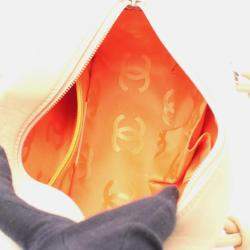 Pre Owned Chanel Coco Cambon Line Mini Beige Patent Leather Bowling Handbag