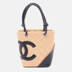 Pre Owned Chanel Coco Cambon Line Pink/Black Leather Small Tote