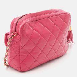 Pre Owned Chanel CC Tassel Pink Lambskin Camera Bag