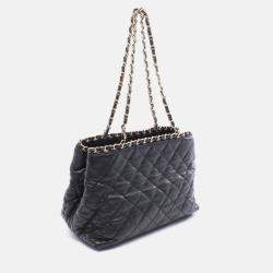 Pre Owned Chanel CC Coco Matelasse Black Leather Chain Shoulder Tote GHW