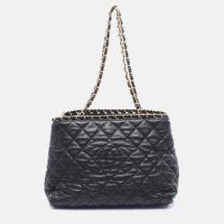 Pre Owned Chanel CC Coco Matelasse Black Leather Chain Shoulder Tote GHW