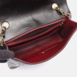 Pre Owned Chanel CC Matelasse Diana Flap Black Lambskin Leather Shoulder Bag