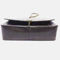 Pre Owned Chanel CC Matelasse Diana Flap Black Lambskin Leather Shoulder Bag