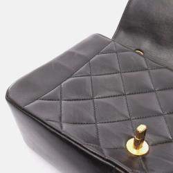 Pre Owned Chanel CC Matelasse Diana Flap Black Lambskin Leather Shoulder Bag
