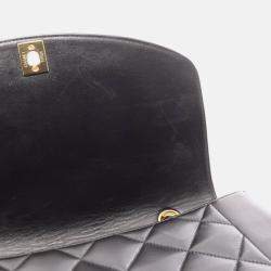 Pre Owned Chanel CC Matelasse Diana Flap Black Lambskin Leather Shoulder Bag
