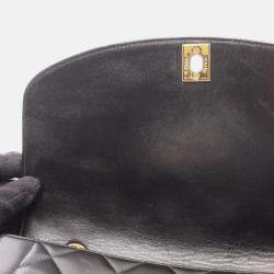 Pre Owned Chanel CC Matelasse Diana Flap Black Lambskin Leather Shoulder Bag