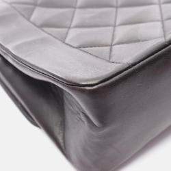 Pre Owned Chanel CC Matelasse Diana Flap Black Lambskin Leather Shoulder Bag
