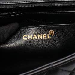 Pre Owned Chanel CC Coco Matelasse Lambskin Leather Black Top Handle Bag 