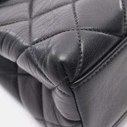 Pre Owned Chanel CC Coco Matelasse Lambskin Leather Black Top Handle Bag 