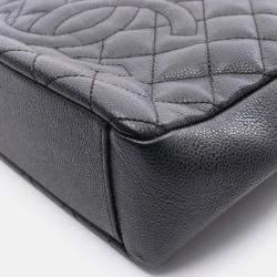 Pre Owned Chanel Matelasse PST Black Calfskin Shoulder Tote Bag GHW 