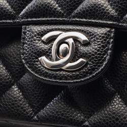 Pre Owned Chanel Coco Matelasse Black Calfskin W Flap Shoulder Bag 