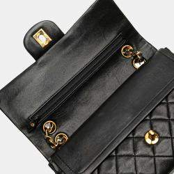 Pre Owned Chanel Black Small Classic Lambskin Double Flap