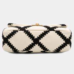 Pre Owned Chanel White Medium Crochet Calfskin 19 Flap