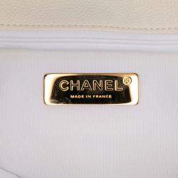 Pre Owned Chanel White Medium Crochet Calfskin 19 Flap