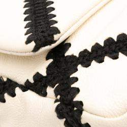 Pre Owned Chanel White Medium Crochet Calfskin 19 Flap