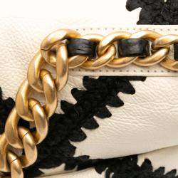 Pre Owned Chanel White Medium Crochet Calfskin 19 Flap
